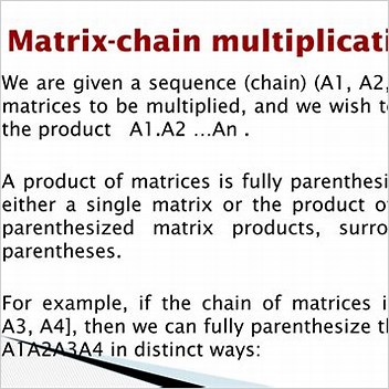 Matrix Chain Multiplication Articles Using Small Message Boxes